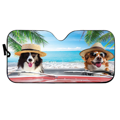 Petthouse | Dog Sunshade Windshield Sun Shade Custom Sun Shade Australian Shepherd Beach Car Sun Shade