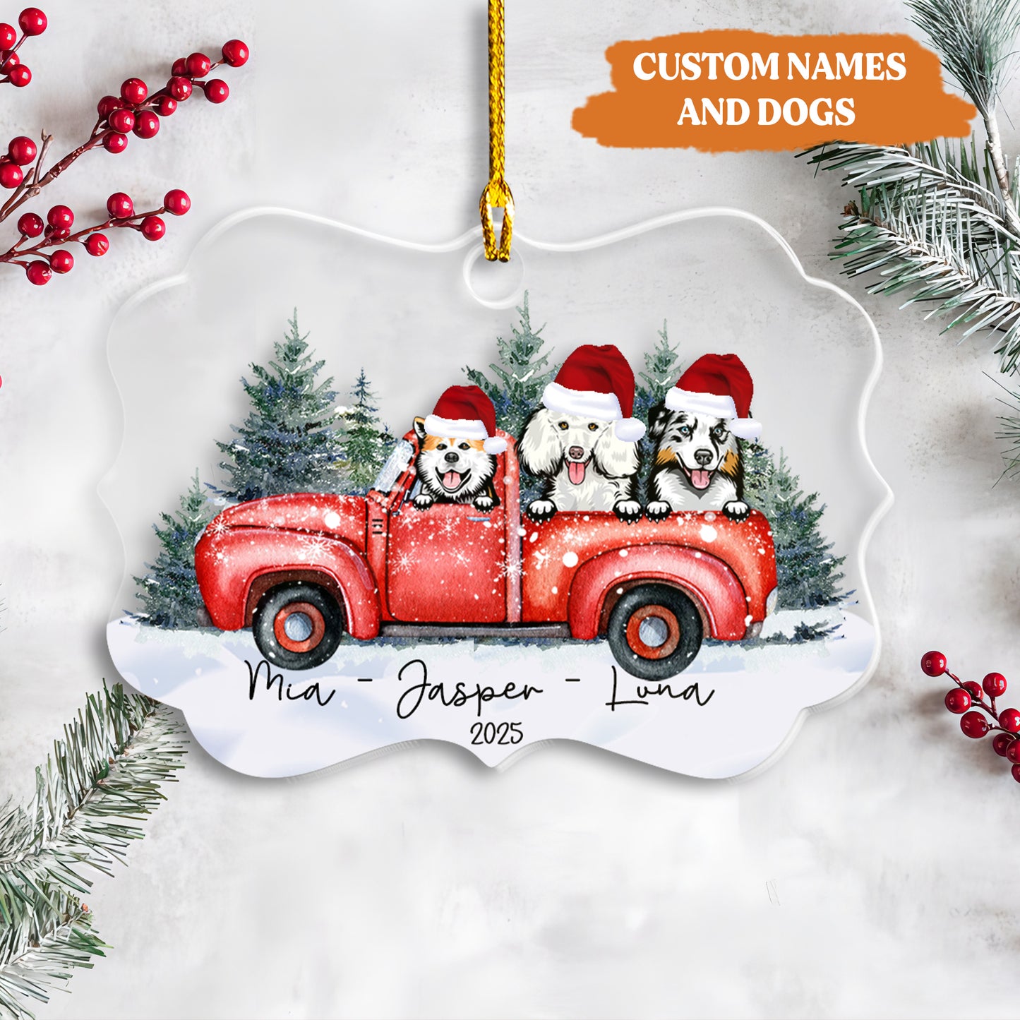 Petthouse | Personalized Pets Christmas Ornament, Dog Xmas Ornament, Xmas Ornament, Dog Pet Lover Gift