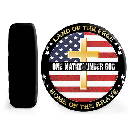 Petthouse | Jesus American Flag Car Tire Cover One Nation Under God Faith Worship Seasonal Spare Tire Cover