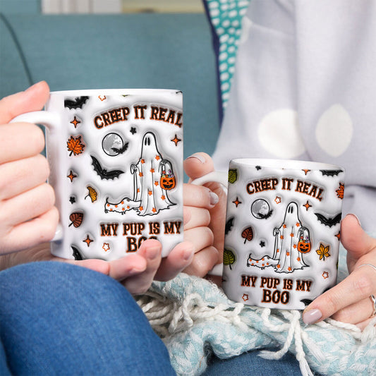 Petthouse | Halloween Ghost Walking Dog Mug, Creep It Real 3d Inflated Effect Printed Mug, Spooky Vibes