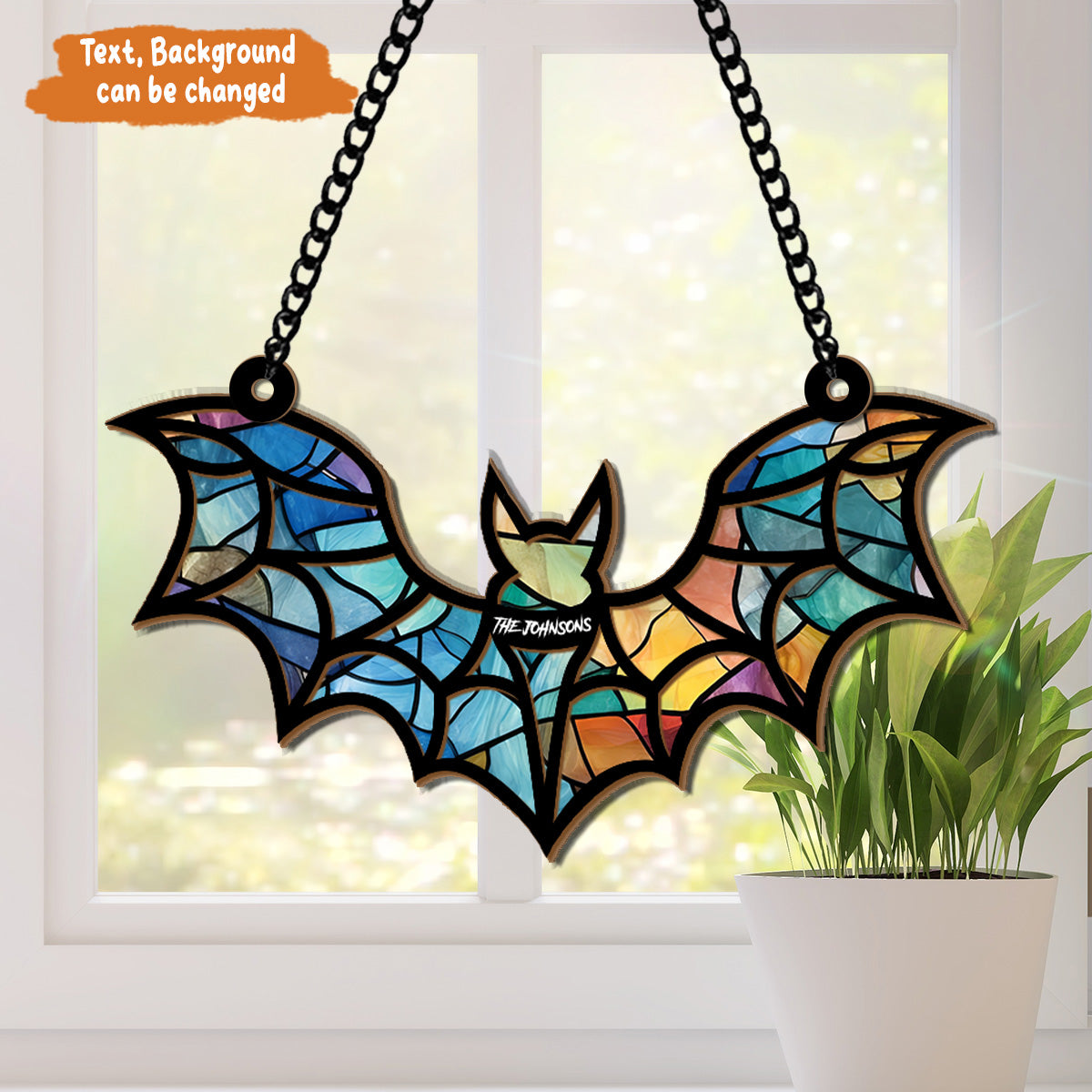 Petthouse | Custom Halloween Bat Gothic Suncatcher Ornament, , Halloween Suncatcher, Spooky Window Charm