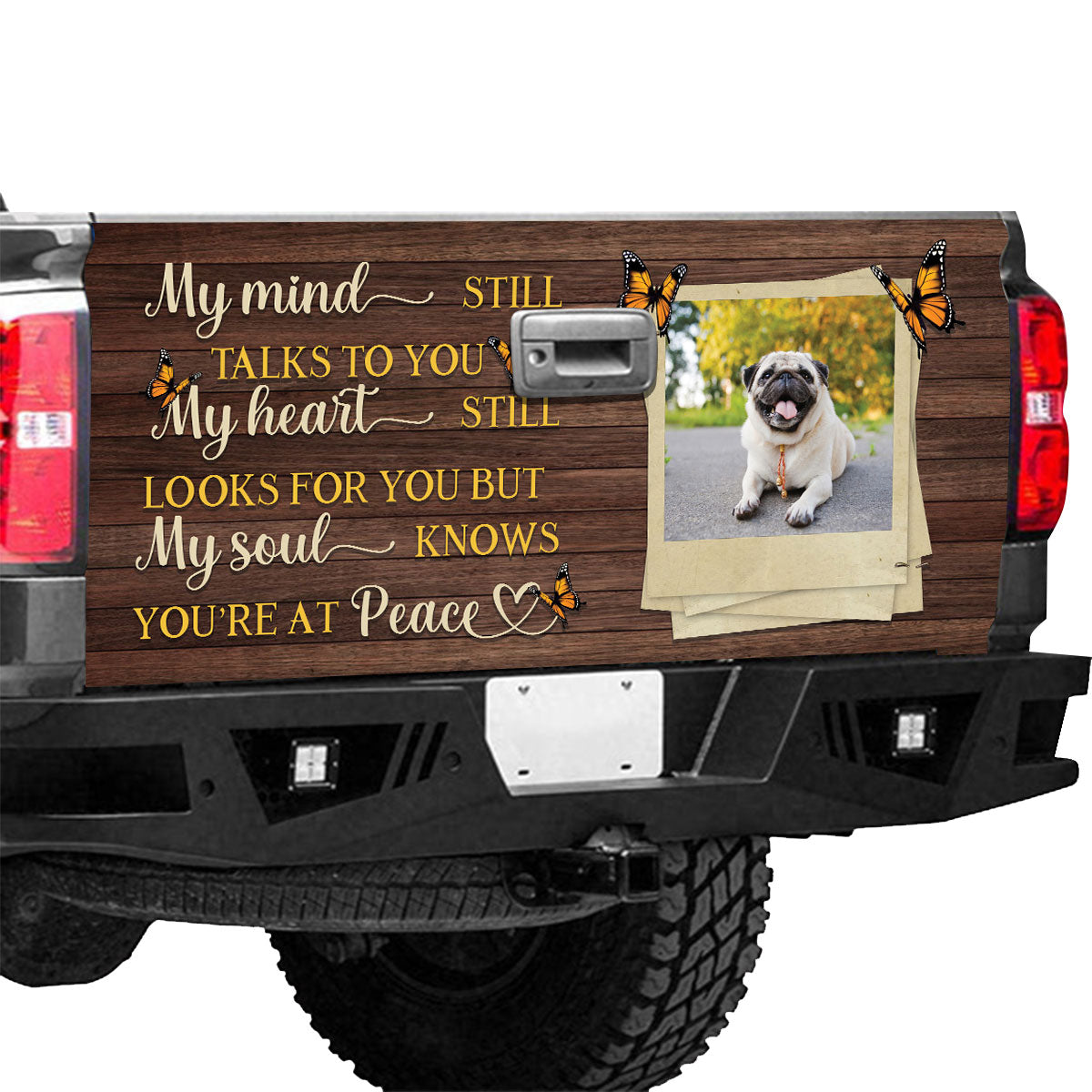 Petthouse | Loss Dog Memorial Tailgate Decals For Trucks Pug You Are At Peace Tailgate Wrap