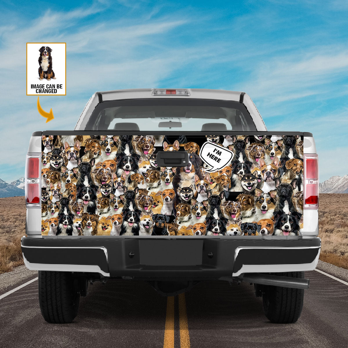 Petthouse | A Bunch Of Dog Tailgate Mural Bernese Mountain I’m Here Tailgate Wrap Bernese Mountain