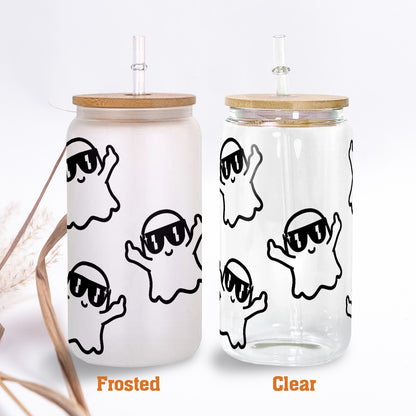 Petthouse | Middle Finger Ghost Halloween Can Glass, Iced Coffee, Coffee Cup, Smoothie Cup, Cute Ghost