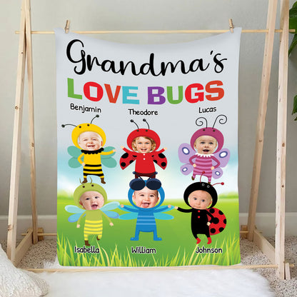 Petthouse | Personalized Happy Mothers Day Sherpa Blanket, Custom Photo Grandkid Fleece Blanket For Grandmom