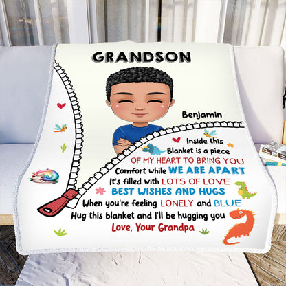 Petthouse | Personalized To My Son Fleece Blanket, Hug This Throw Blanket As I'll Be Hugging You, Birthday Grandson