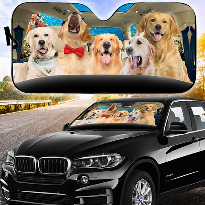 Petthouse | Golden Retriever Under The Sea Car Sun Shade Windshield Sun Visor For Car Windshield