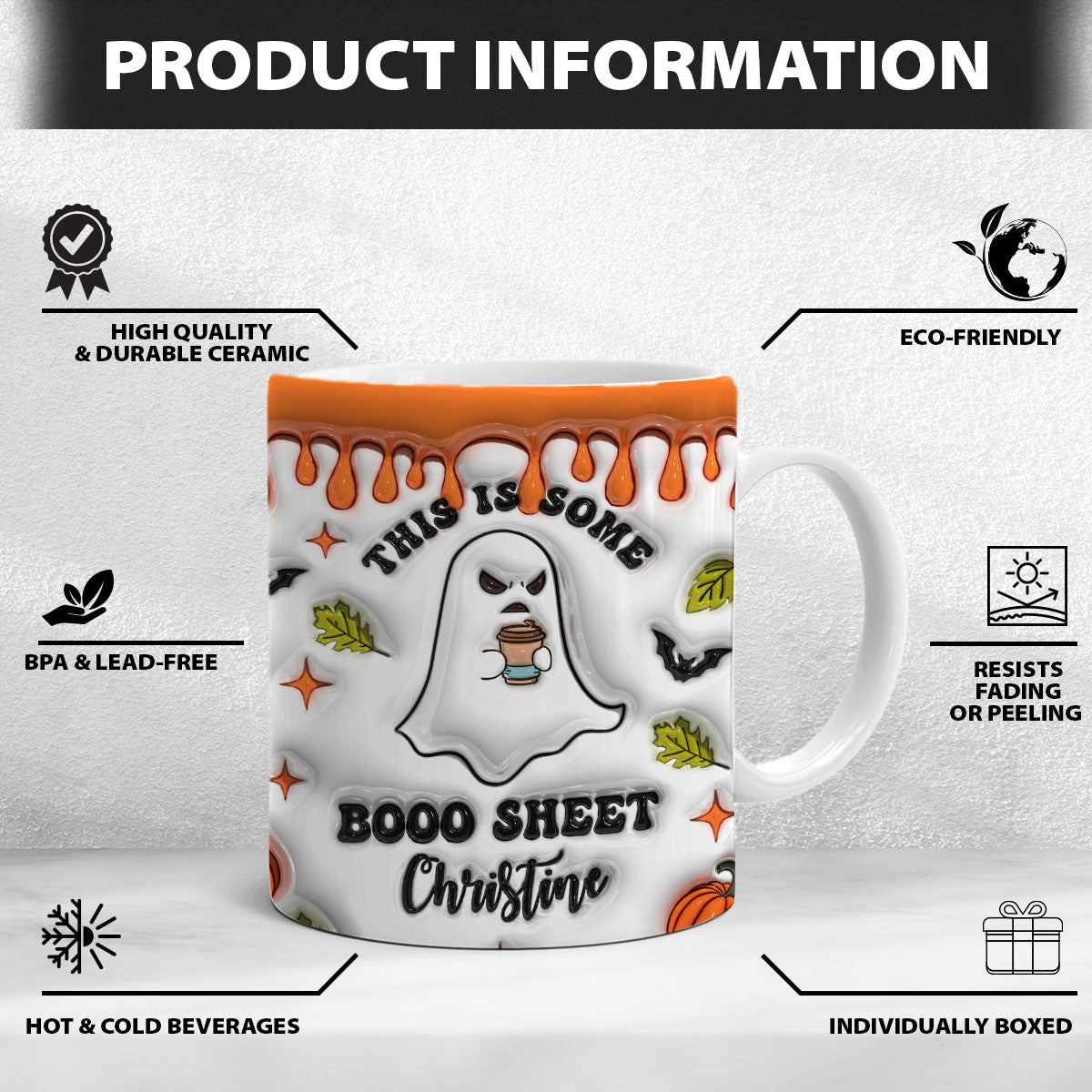 Petthouse | Personalized This Is Some Boo Sheet Ghost 3d Inflated Mug, Halloween Gifts, Spooky Vibes