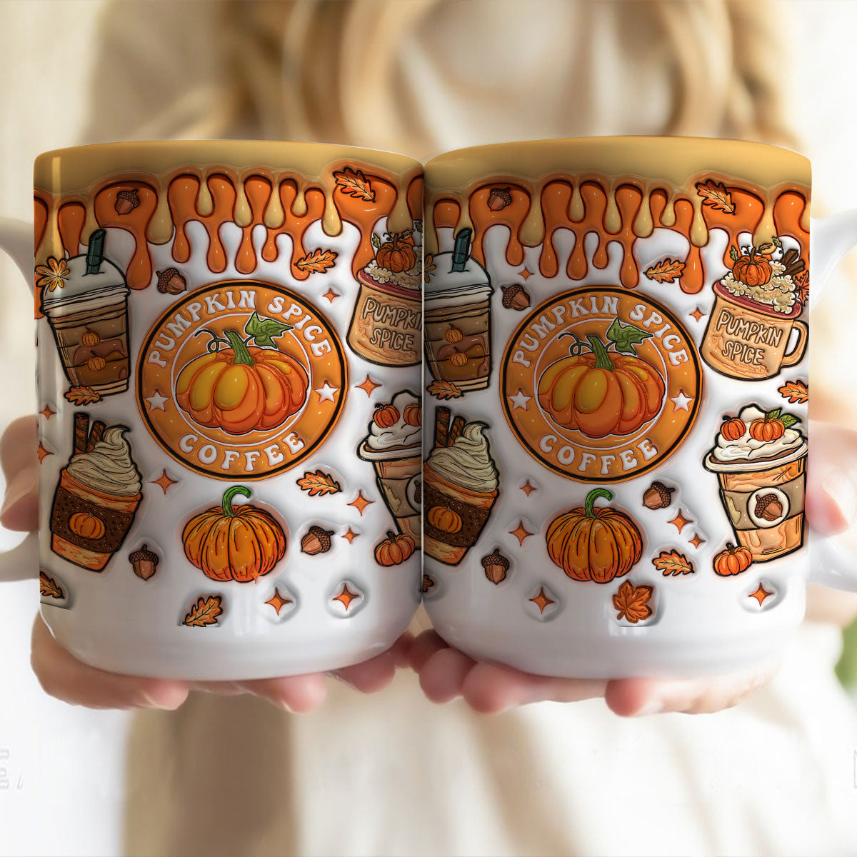 Petthouse | Pumpkin Spice Coffee 3d Inflated Effect Mug, Fall Autumn Coffee Pumpkin Spice Mug, Fall Vibes