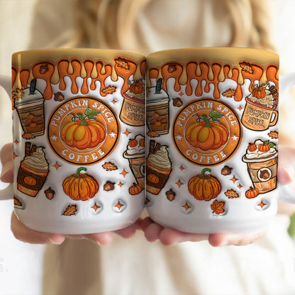 Petthouse | Pumpkin Spice Coffee 3d Inflated Effect Mug, Fall Autumn Coffee Pumpkin Spice Mug, Fall Vibes