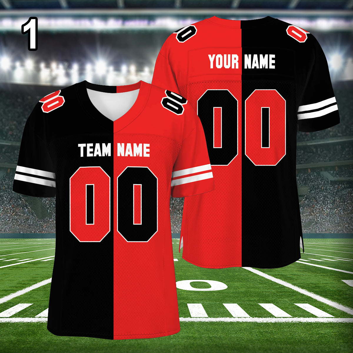 Petthouse | Custom Any Two Football Team, Personalized Team Name And Number Football Jersey, V-neck Short Sleeve Jersey Shirt, Football Jerseys