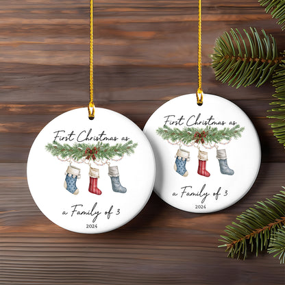 Petthouse | Personalized First Christmas As A Family Of 4 Ornament, First Christmas Bauble, Baby First Xmas