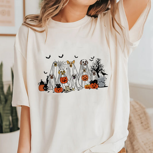 Petthouse | Halloween Ghost Dog Shirt, Happy Halloween Spooky Season Shirt, Dog Ghost Boo Crew Shirt