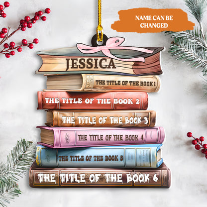 Petthouse | Custom Book Christmas Ornament, Title Of Books Gifts, Bookworm Ornament, Librarian Ornament