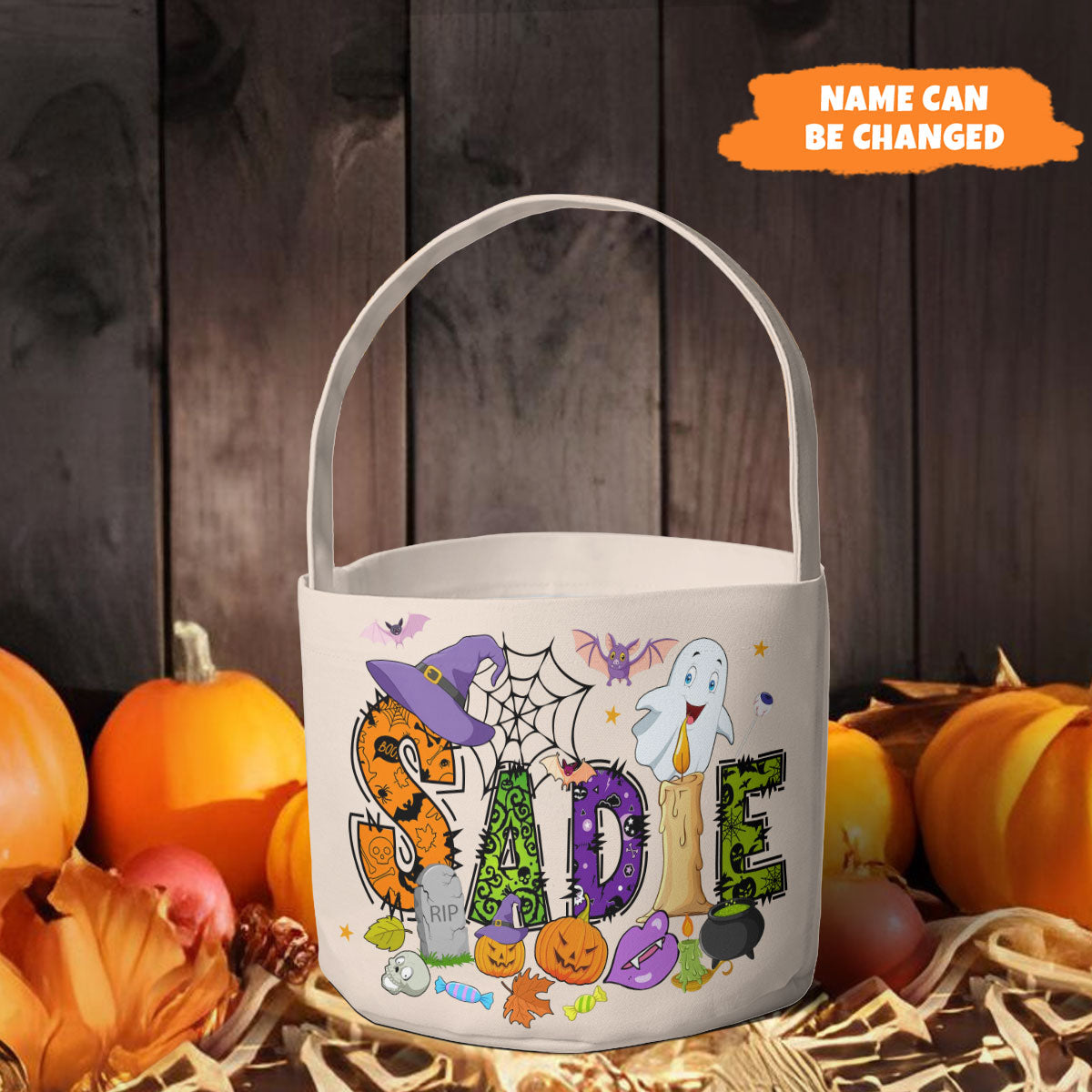 Petthouse | Personalized Name Halloween Basket, Treat Bags For Kids Basket, Trick Or Treat Bag