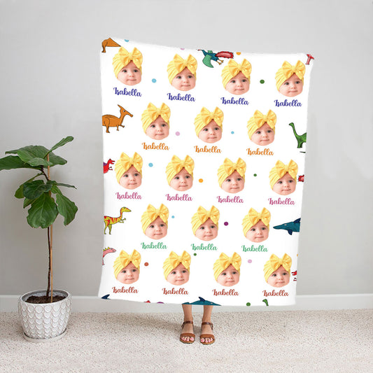 Petthouse | Custom Photo Baby Face Throw Blanket To My Daughter, Newborn Baby Travel Blanket For Little Sister