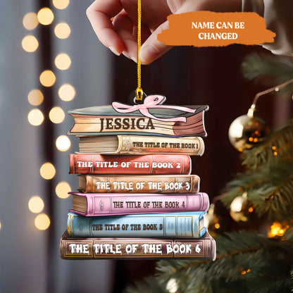 Petthouse | Custom Book Christmas Ornament, Title Of Books Gifts, Bookworm Ornament, Librarian Ornament