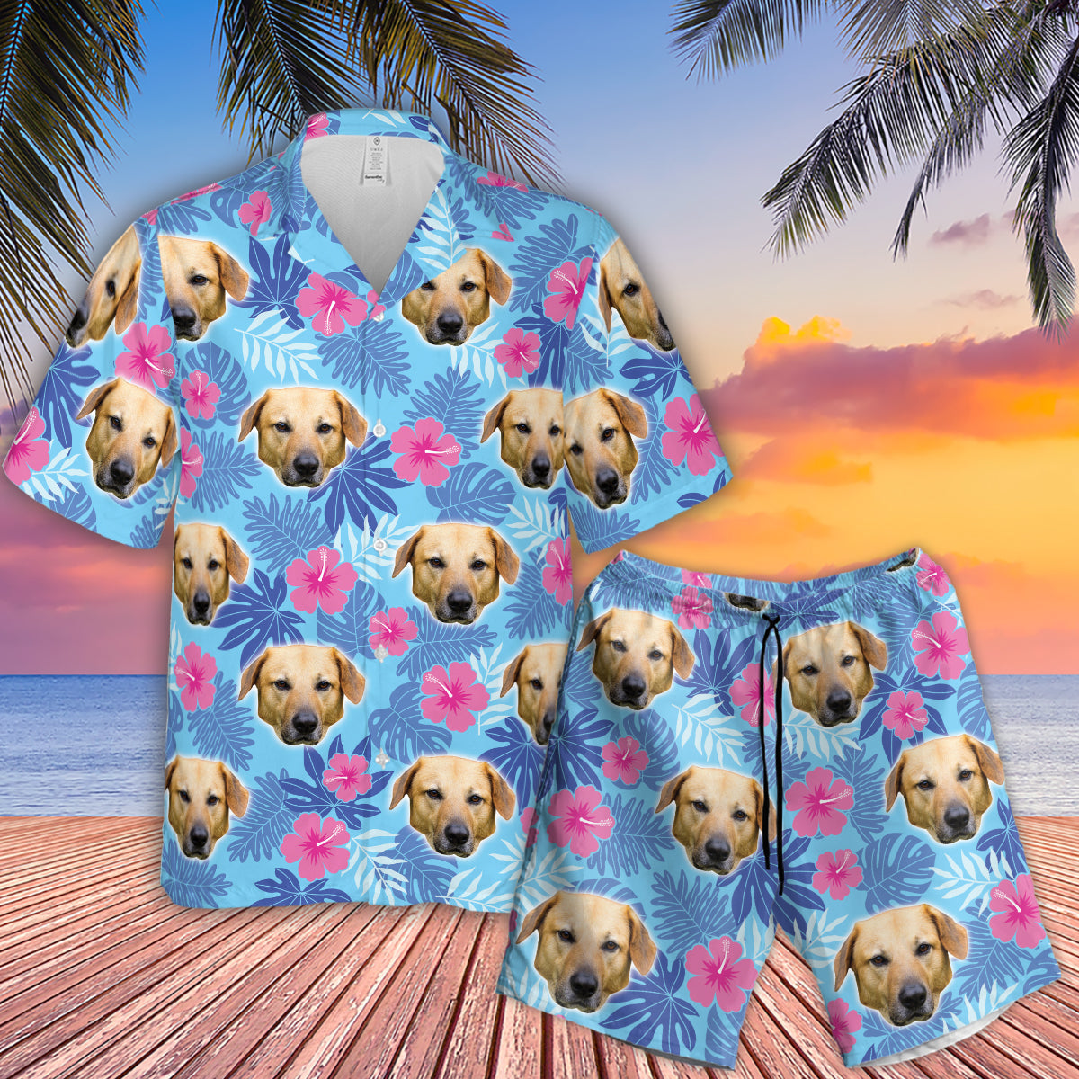 Customized Photo Hawaiian Shirt, Dog Cat Photo Hawaiian Shirts, Funny Button Down Shirt, Tropical Hawaiian Shirt & Shorts