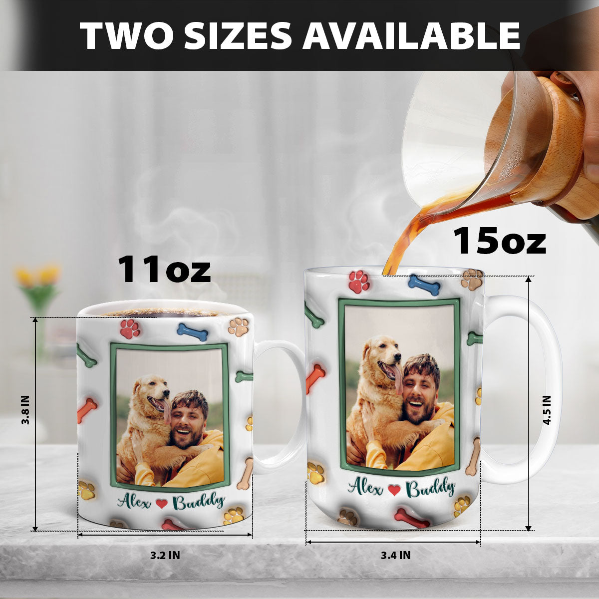 Petthouse | Custom Best Dog Dad Ever 3d Inflated Effect Mug, Best Dog Dad Ever, Gift Dog Lovers