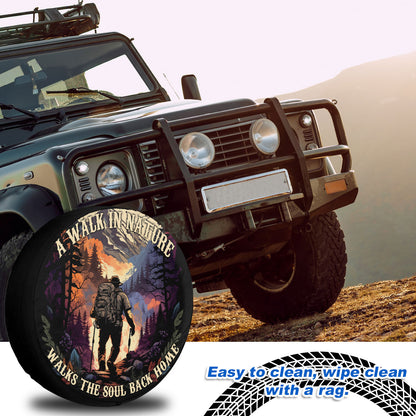 Petthouse | Motivational Hiking Quote Spare Tire Cover Hiking Adventure Mountain Landscape Tire Protector Truck Cover