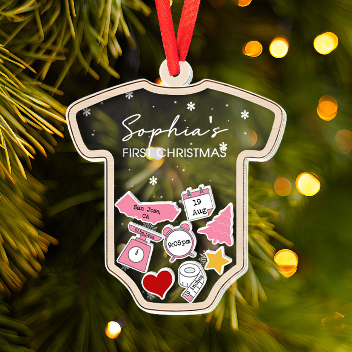 Petthouse | Personalized Baby's First Christmas Ornament, 1st Baby Christmas, Newborn Gift, Shake Babies