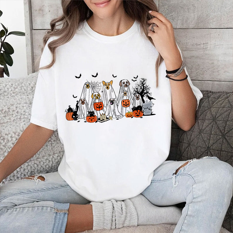 Petthouse | Halloween Ghost Dog Shirt, Happy Halloween Spooky Season Shirt, Dog Ghost Boo Crew Shirt