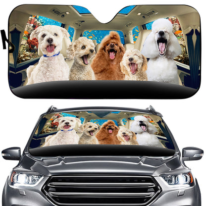 Petthouse | Dog Sunshade Poodle Under The Sea Car Sunshade Sun Visor For Car Windshield Funny