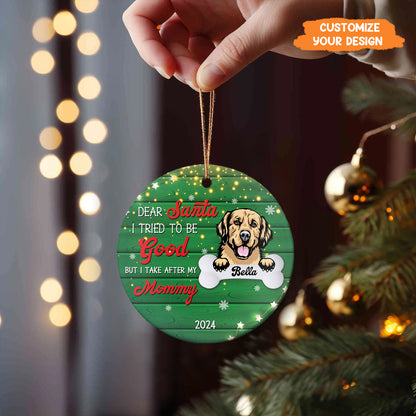 Petthouse | Personalized Dog Christmas Ornament, Dear Santa I Tried To Be Good, Dog Mama Ornament