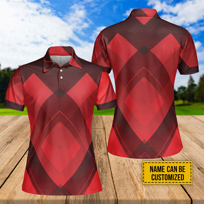 Petthouse | Customized Diamond Pattern Women's Polo Shirts Golfing Style Golfer Birthday Mom Gift