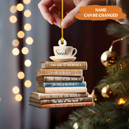 Petthouse | Personalized Christmas Books Plastic Ornament, Book Lovers Xmas Ornament, Book Lovers Xmas Gifts