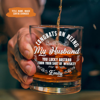 Petthouse | Custom Congrats On Being My Husband Whiskey Glass, Anniversary Gift For Husband Wife