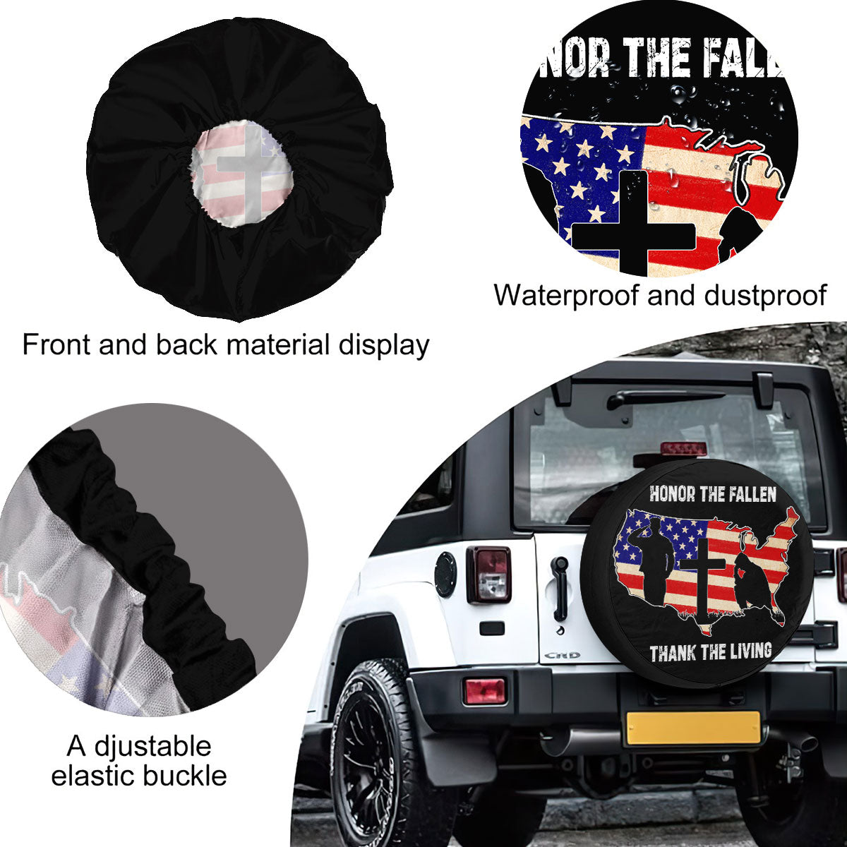 Petthouse | Veteran Spare Tire Cover Us Soldier Army Tire Protector Memorial's Day Gift Truck Decoration