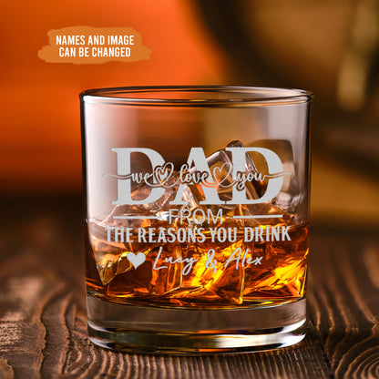 Petthouse | Custom Photo  To Dad From The Reasons You Drink Whiskey Glasses, Father's Day Gift