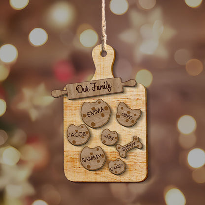 Petthouse | Custom Family Cookie Wooden Ornament, Family Name Ornament, Christmas Kid Cookies Ornament