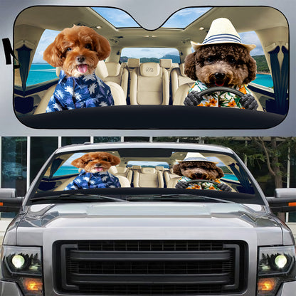 Petthouse | Poodle Dog Summer Cloth Windshield Sun Shade Dog Beach Driving Front Window Sun Visor Summer Vibe