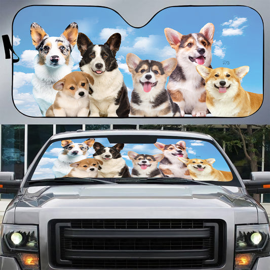 Petthouse | Dog Sunshade Corgi Dog Under Blue Sky Car Sunshade Dog Mom Dog Dad Windshield Sun Shade