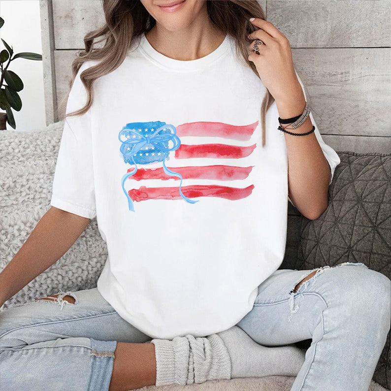 Petthouse | 4th Of July Shirt, American Flag Shirt, Retro 4th Of July Shirt, Coquette Bow