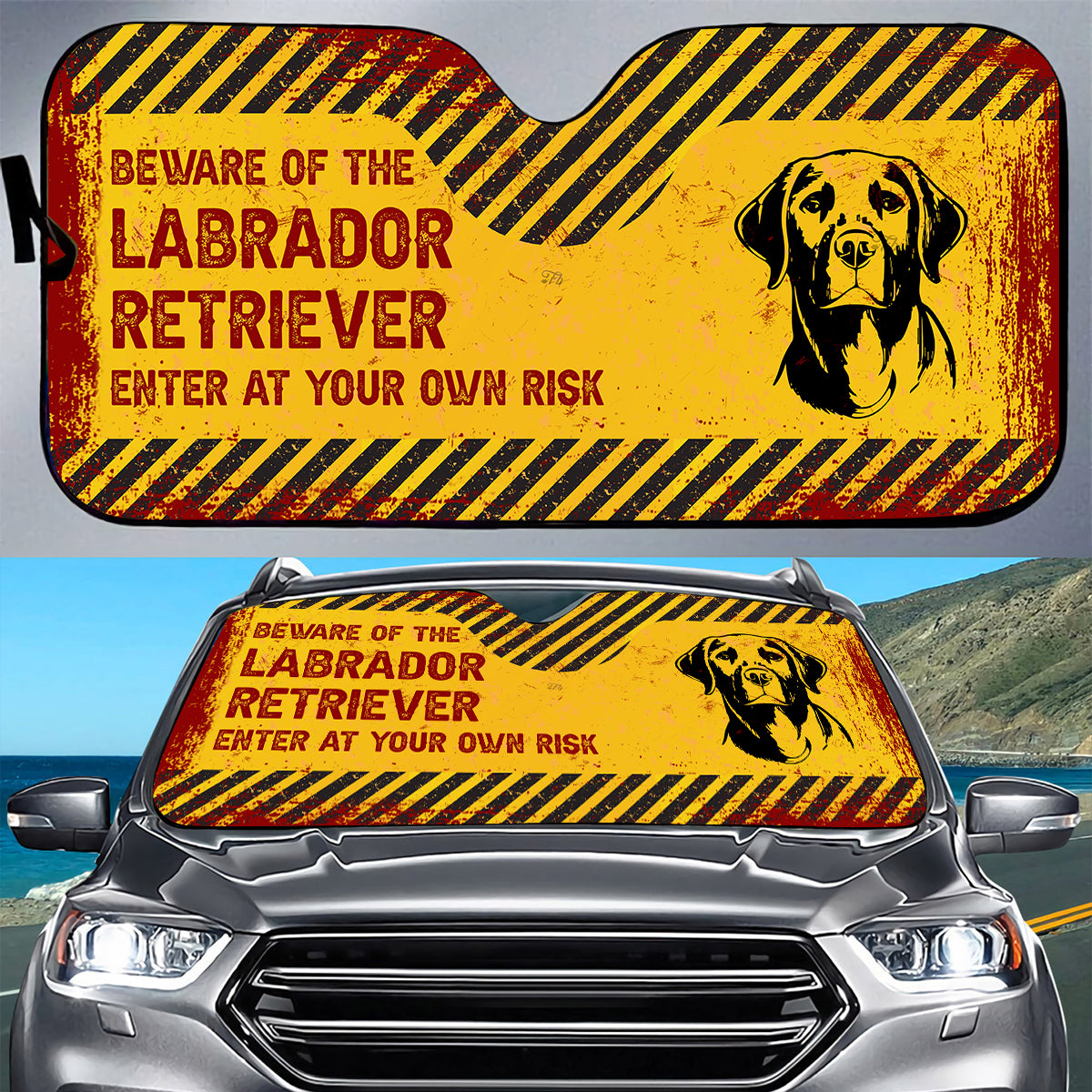 Petthouse | Windshield Sun Shade Beware Of Labrador Retriever Dog Sunshade Sun Visor Dog Mom Dog Dad