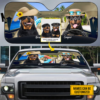 Petthouse | Rottweiler Go To Beach Sunshade For Car Window Custom Photo Windshield Sun Shade Dog Sunshade