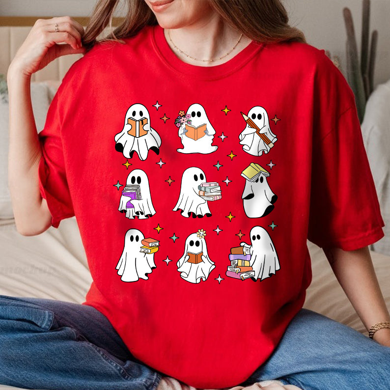 Petthouse | Cute Acotar Ghost Shirt, Ghost Reading A Book Tshirt, Back To School Shirt, Gift For Her