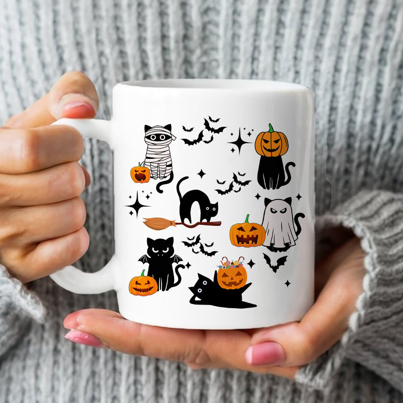 Petthouse | Black Cats Pumpkin Shirt, Spooky Season Shirt, Halloween Ghost Pumpkin Cat Shirt Gift