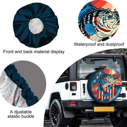 Petthouse | Customized Name Large Mouth Bass Fishing Usa Flag Spare Tire Cover Patriotic Fish Tire Protector Car