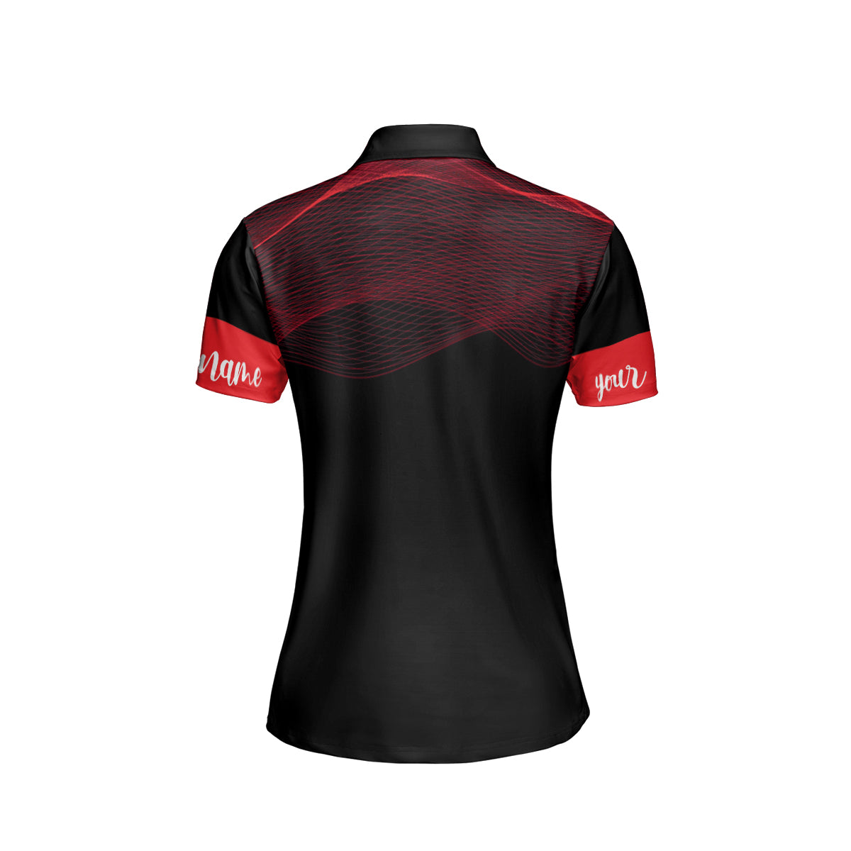 Petthouse | Customized Wavy Red Lines Pattern Polo Shirts For Women Golfing Lover Sporty Style