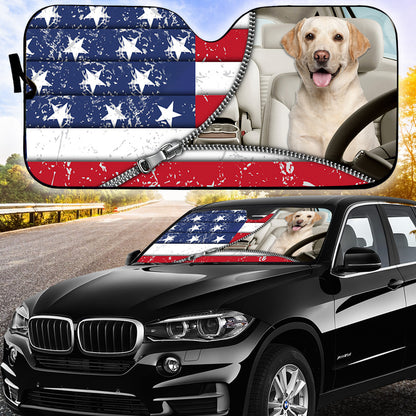 Petthouse | Labrador Retriever American Flag Windshield Sun Shade Dog Sunshade American Patriot Sun Shade