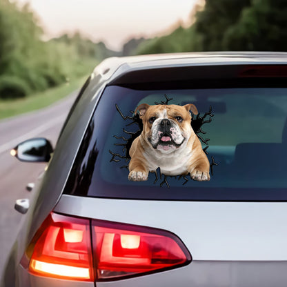 Petthouse | English Bulldog Punched Wall Car Window Sticker Dog Vinyl Sign Fun Car Decor For Dog Lovers