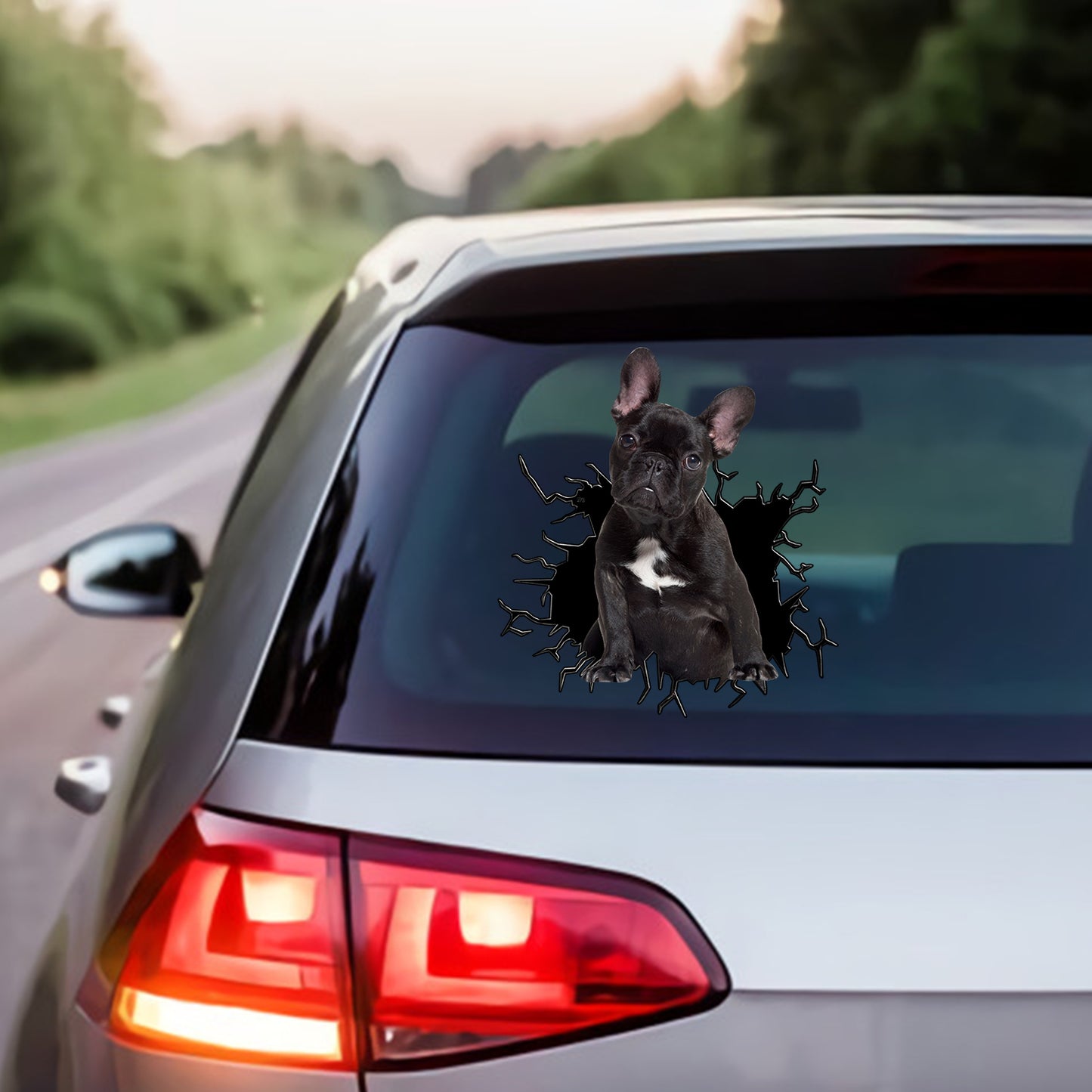 Petthouse | Black French Bulldog Puppy Stickers Dog Truck Sticker Decal Waterproof Car Window Crack Effect