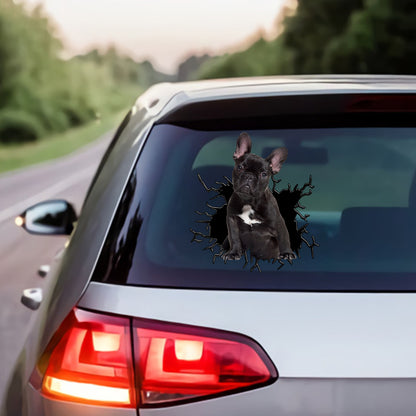 Petthouse | Black French Bulldog Puppy Stickers Dog Truck Sticker Decal Waterproof Car Window Crack Effect