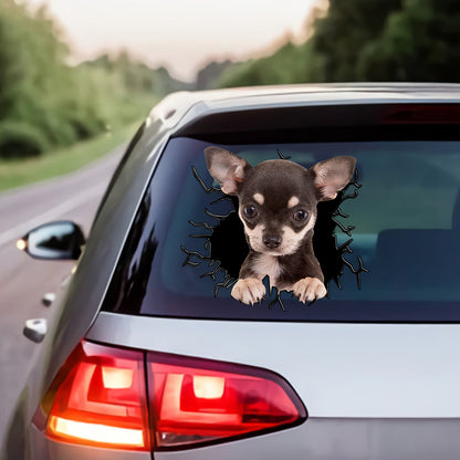 Petthouse | Chihuahua Puppy Weather-resistant Car Sticker Dog Punched Wall Printed Decal Fun Car Decor