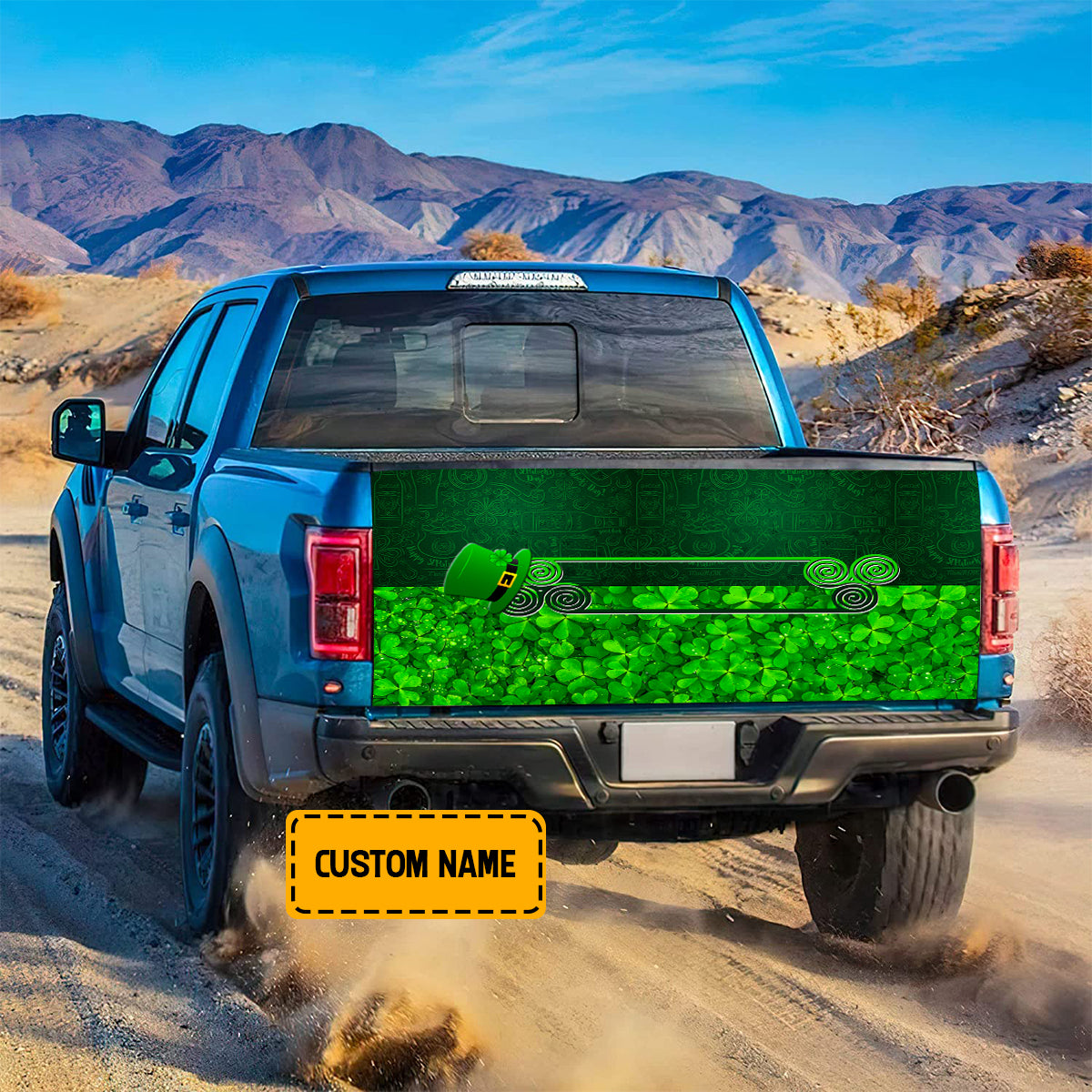 Petthouse | Clover Tailgate Wrap Custom Name Tailgate Wrap Irish Tailgate Cover Happy St Patrick's Day