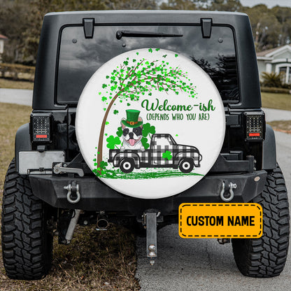 Petthouse | St Patrick Day French Bulldog Customized Name Spare Wheel Cover Welcone Ish Depends Who You Are